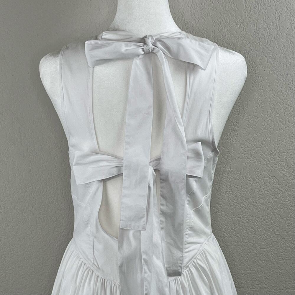 Cinq A Sept White Benita Double Bow Back Sleeveless Crewneck Midi Dress 2 NWOT - Picture 10 of 16